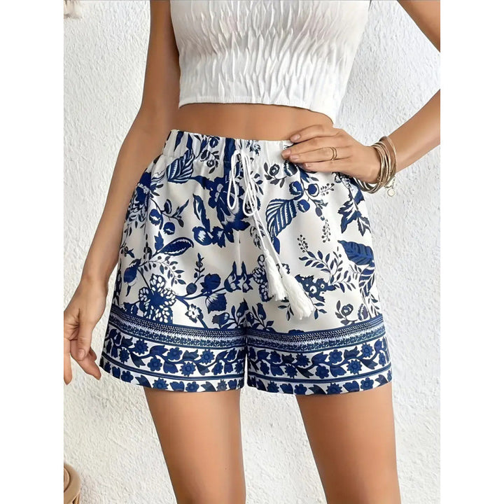 Damern fritidsshorts med blommönster och elastisk midja Mirla-Eva Jonsson