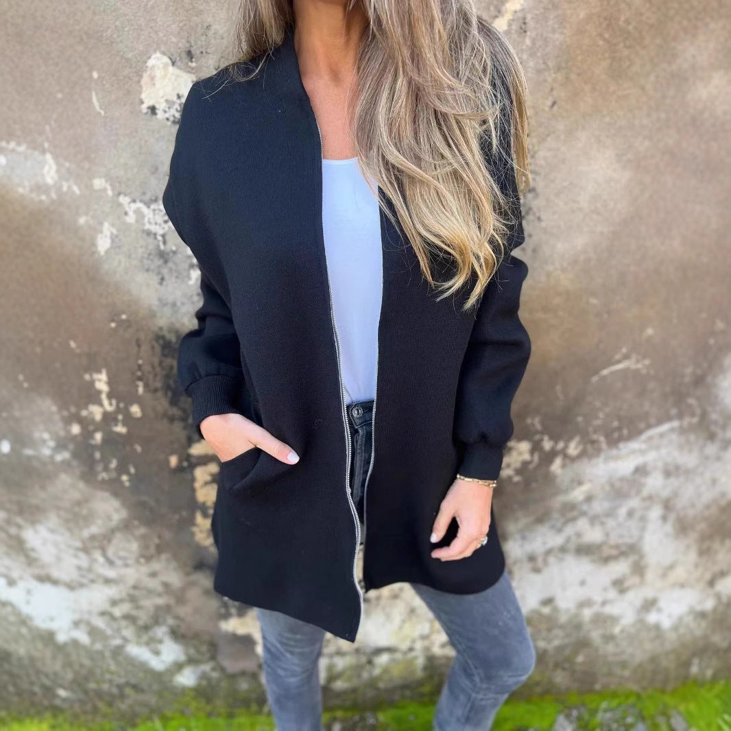 Damern hoodiejacka med långa ärmar och praktisk dragkedja Mirla-Eva Jonsson