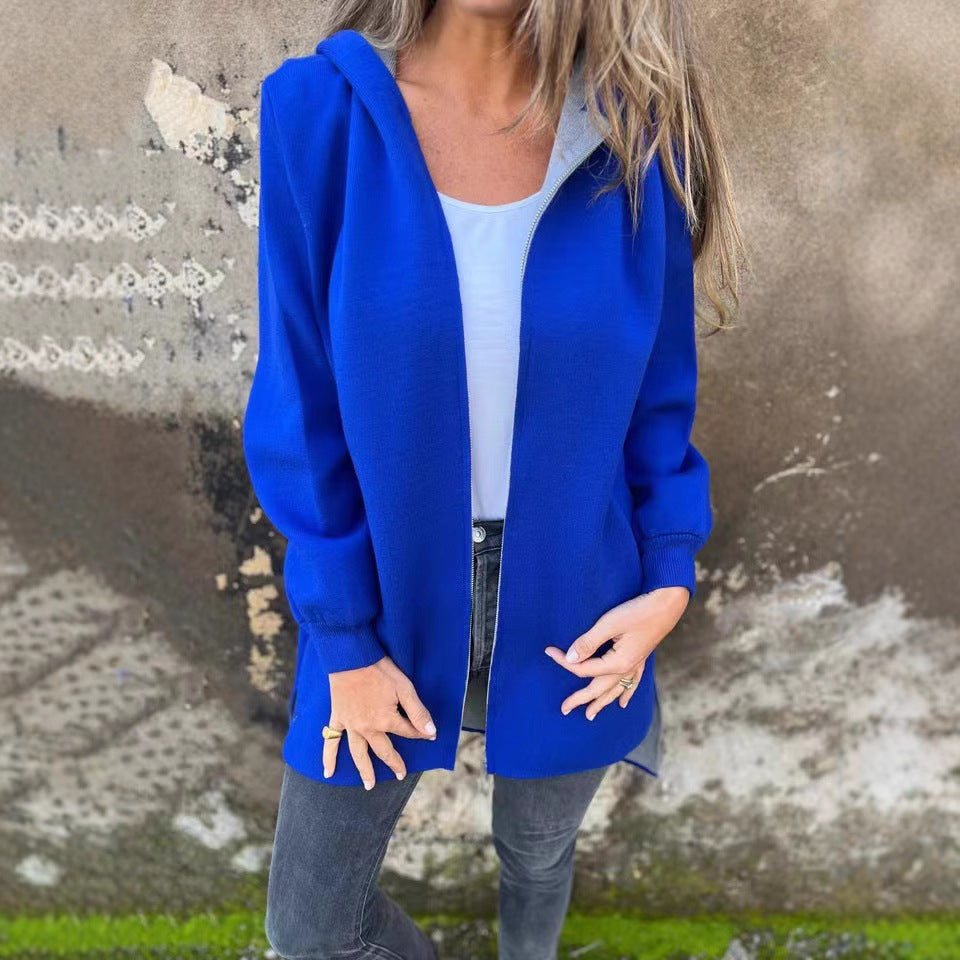 Damern hoodiejacka med långa ärmar och praktisk dragkedja Mirla-Eva Jonsson