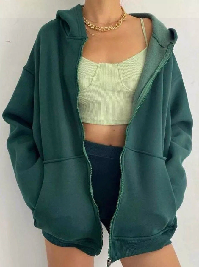 Damern huva jacka med genomgående dragkedja och stora fickor Eva Jonsson-Eva Jonsson