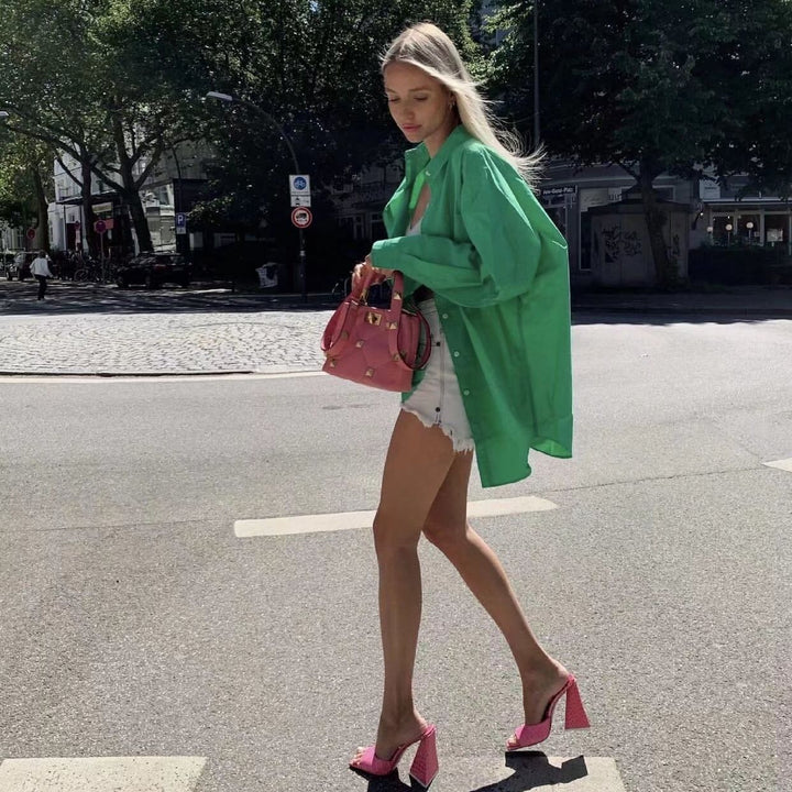 Damern långärmad blus med elegant skärning och högkvalitativ bomullstyg Mirla-Eva Jonsson