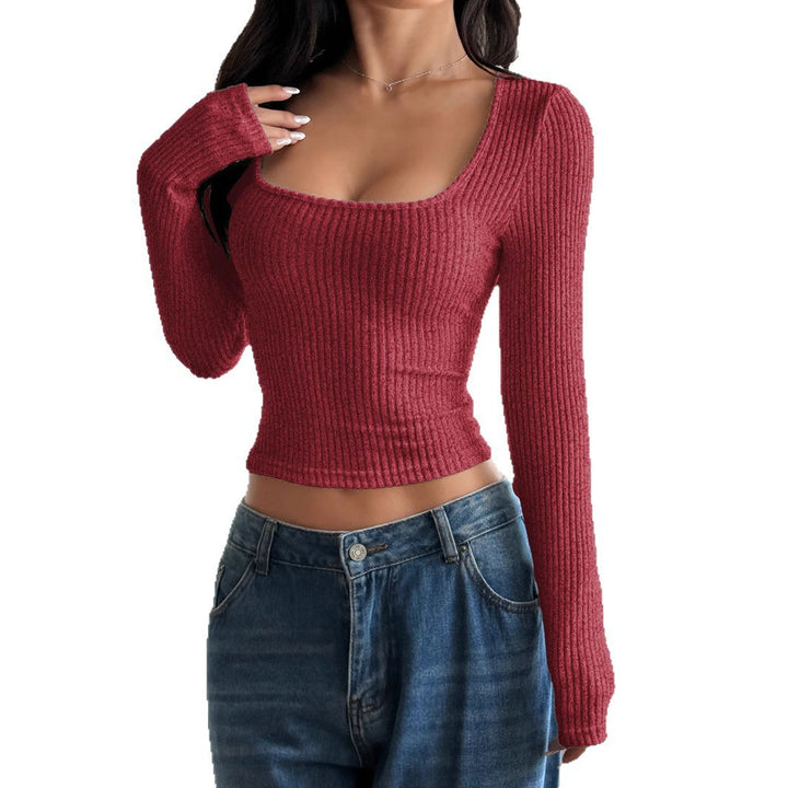Damern långärmad crop top med ribbstruktur Mirla-Eva Jonsson