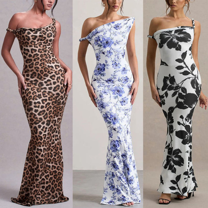 Damern långärmad maxiklänning i elegant leopardmönster Mirla-Eva Jonsson