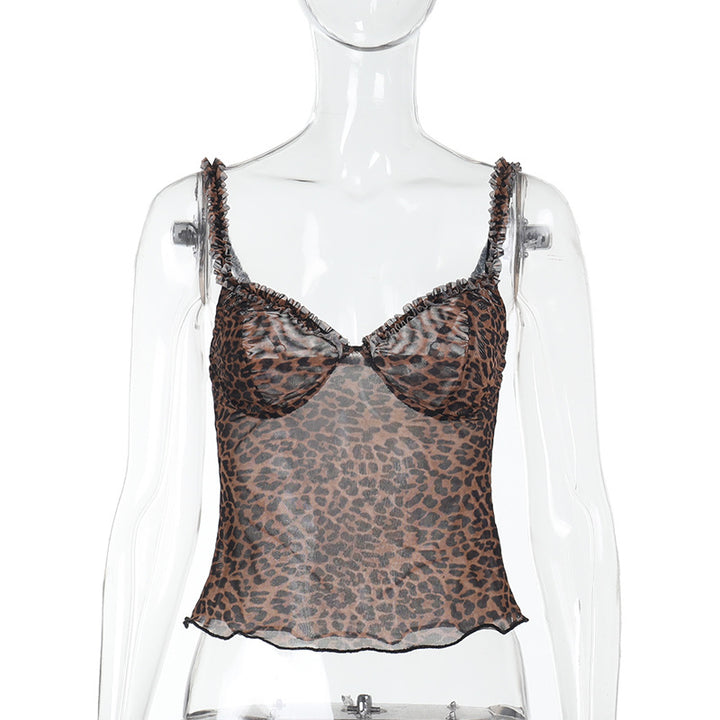 Damern lekfull spets crop-top med spännande leopardmönster Mirla-Eva Jonsson