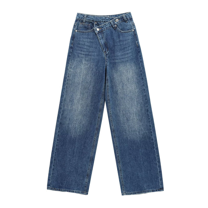 Damern lösa jeans med asymmetrisk knappstängning och hög midja Mirla-Eva Jonsson
