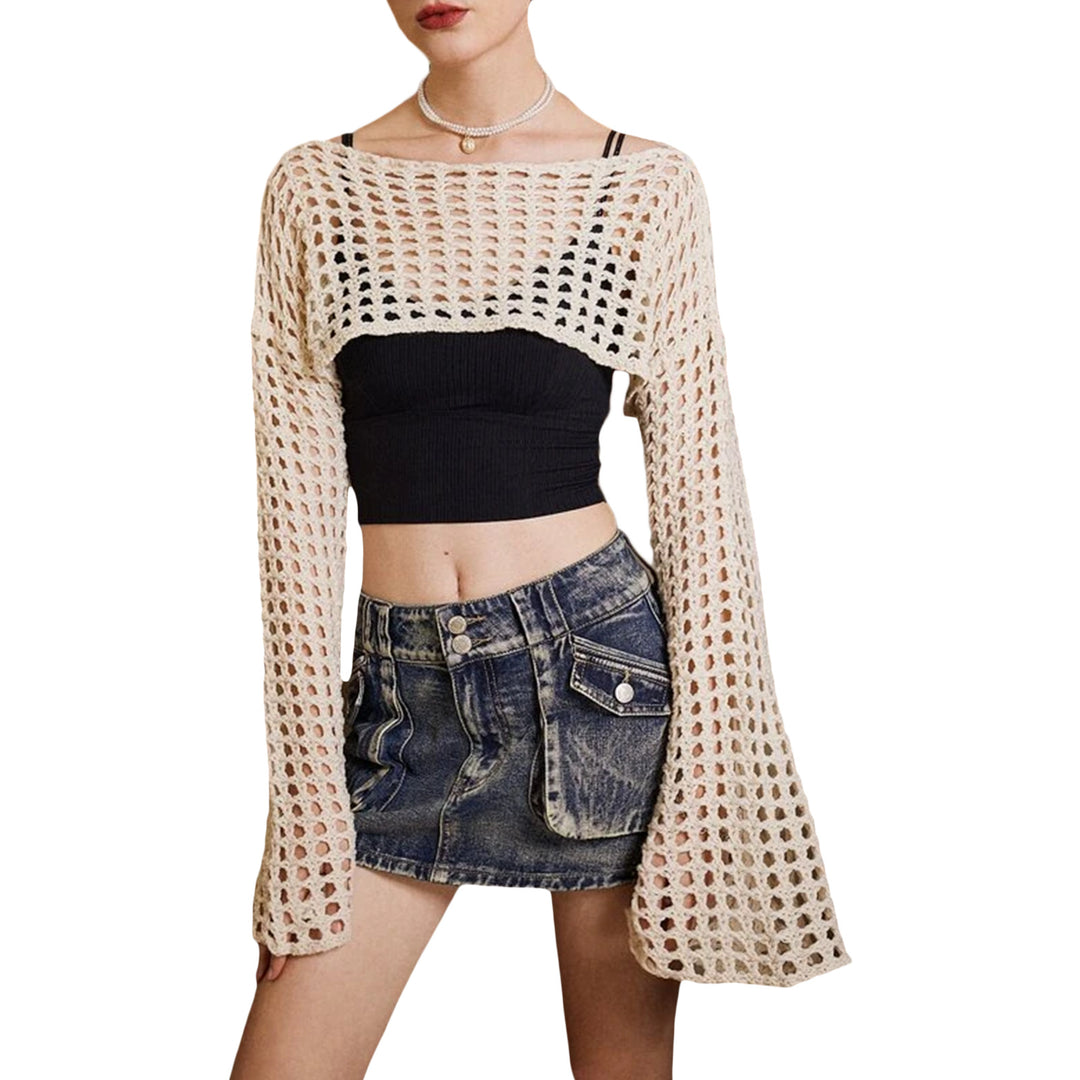 Damern luftigt hämtat crop-top med långa ärmar Mirla-Eva Jonsson