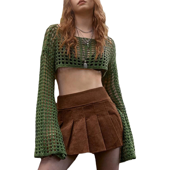 Damern luftigt hämtat crop-top med långa ärmar Mirla-Eva Jonsson