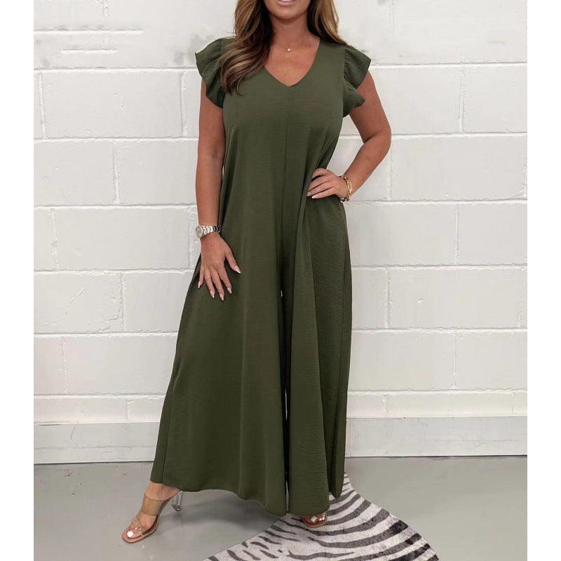 Damern luftigt jumpsuit med vida ben och V-ringning Mirla-Eva Jonsson