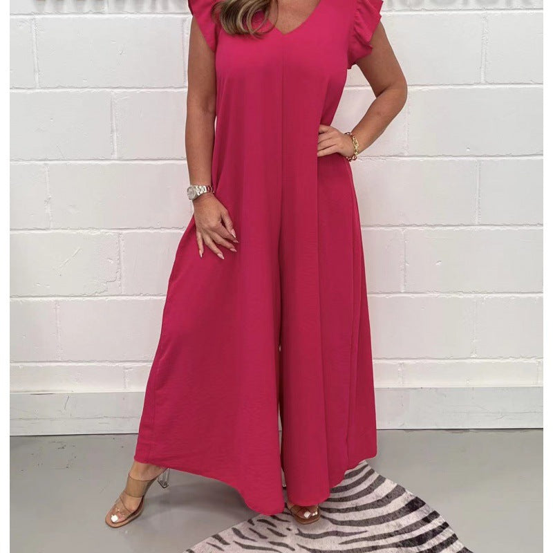 Damern luftigt jumpsuit med vida ben och V-ringning Mirla-Eva Jonsson