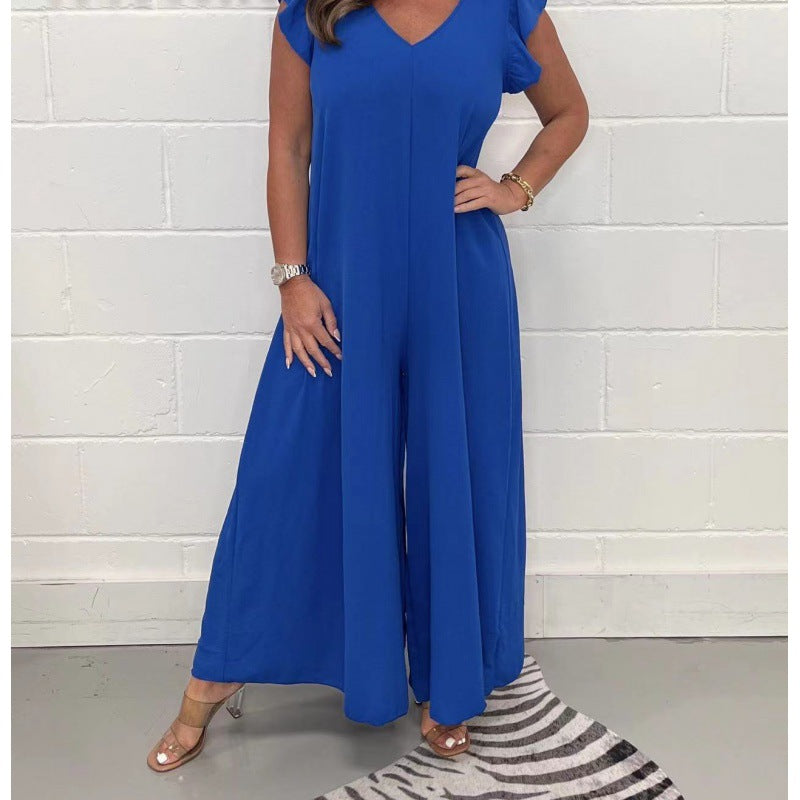 Damern luftigt jumpsuit med vida ben och V-ringning Mirla-Eva Jonsson