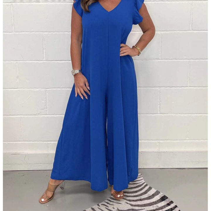 Damern luftigt jumpsuit med vida ben och V-ringning Mirla-Eva Jonsson