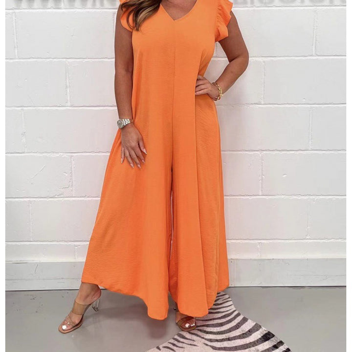 Damern luftigt jumpsuit med vida ben och V-ringning Mirla-Eva Jonsson