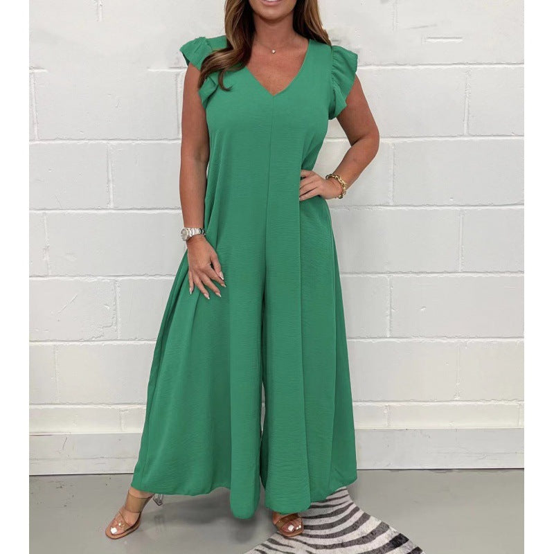 Damern luftigt jumpsuit med vida ben och V-ringning Mirla-Eva Jonsson