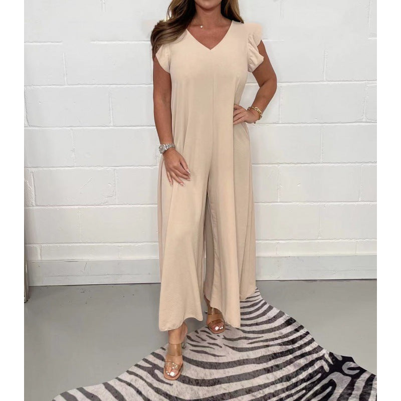 Damern luftigt jumpsuit med vida ben och V-ringning Mirla-Eva Jonsson