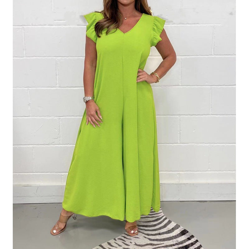 Damern luftigt jumpsuit med vida ben och V-ringning Mirla-Eva Jonsson