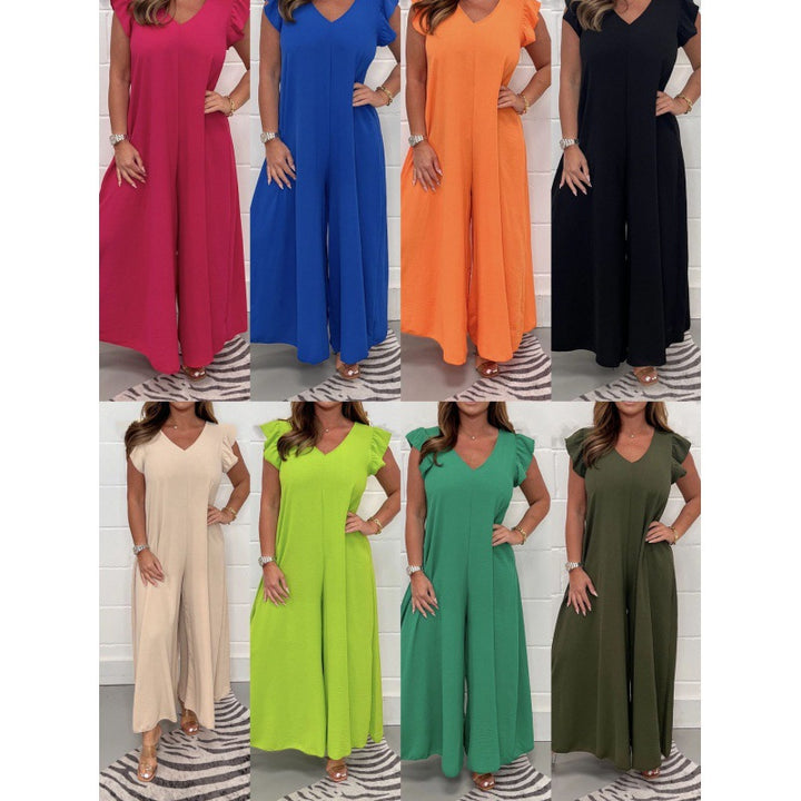 Damern luftigt jumpsuit med vida ben och V-ringning Mirla-Eva Jonsson