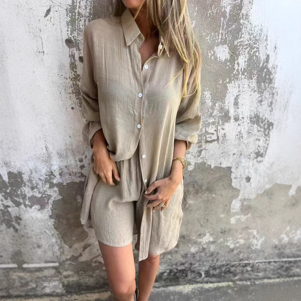 Damern luftigt set med långa ärmar och shorts Mirla-Eva Jonsson
