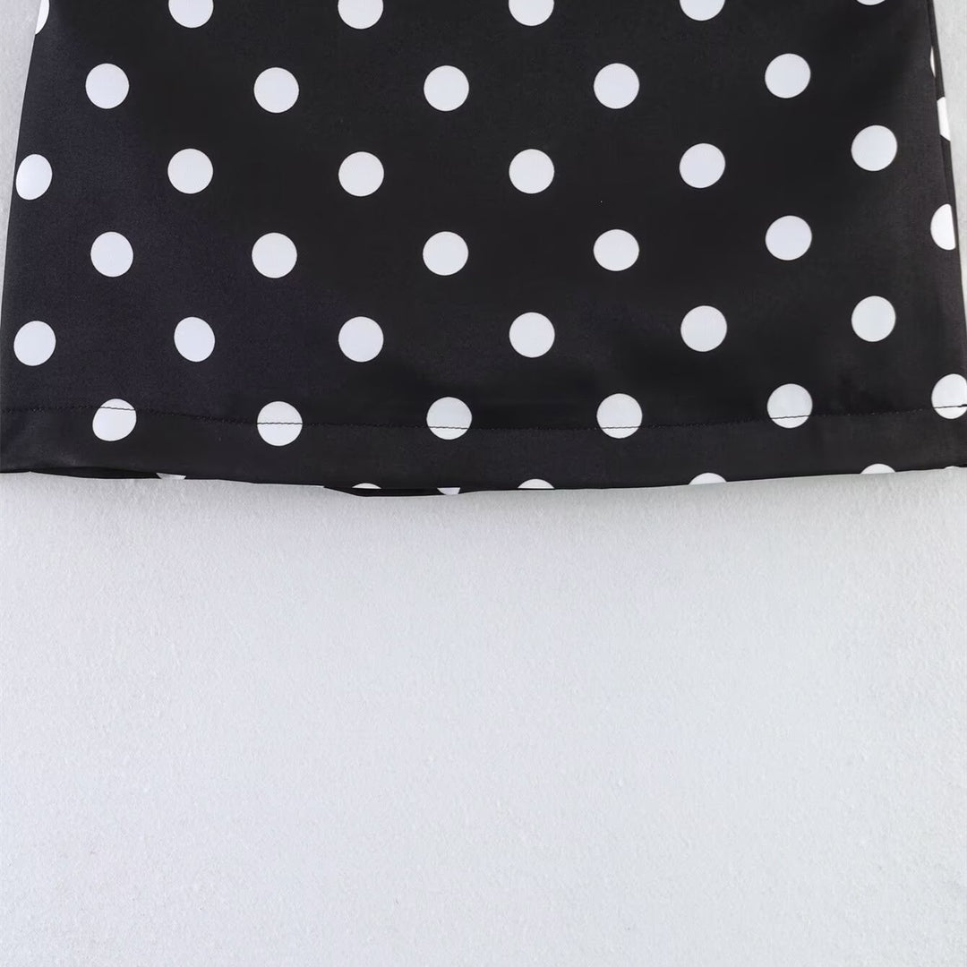 Damern minikjol med trendig prickdesign och elastisk midja Mirla-Eva Jonsson