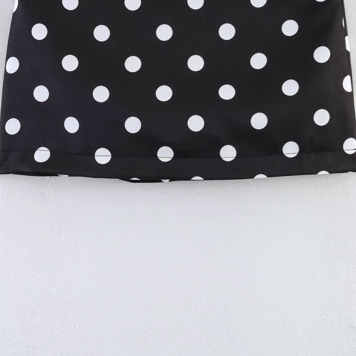 Damern minikjol med trendig prickdesign och elastisk midja Mirla-Eva Jonsson