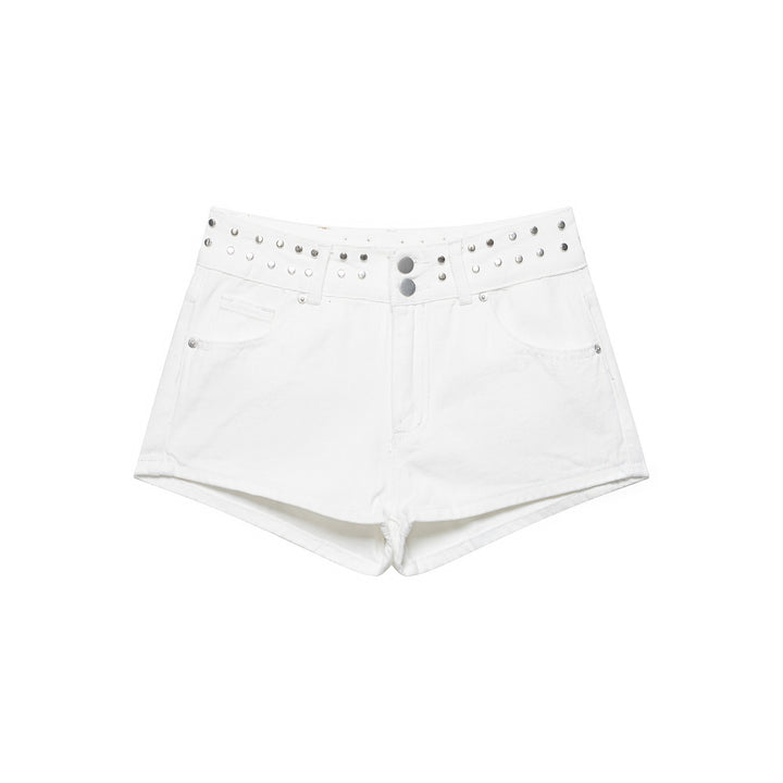 Damern mode Denim-shorts med dekorativ nitar midja Mirla-Eva Jonsson