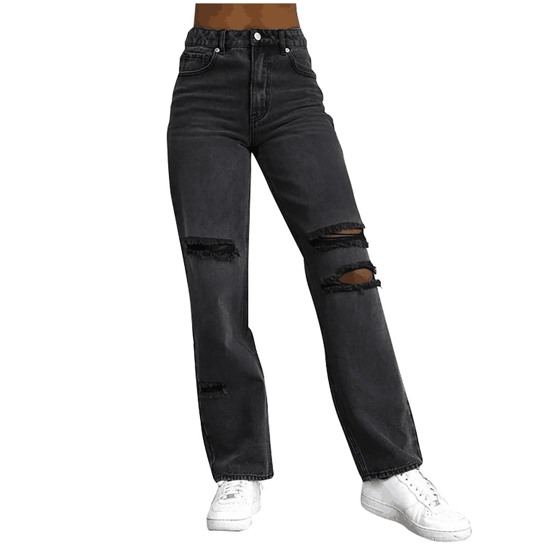 Damern mode Zerstörte Jeans i en avslappnad stil med höga fickor och unika detaljer Mirla-Eva Jonsson