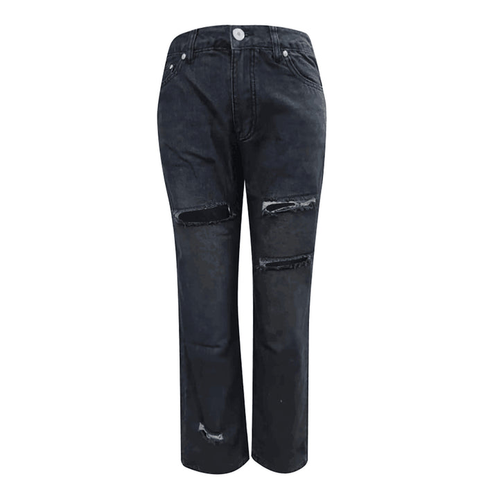 Damern mode Zerstörte Jeans i en avslappnad stil med höga fickor och unika detaljer Mirla-Eva Jonsson