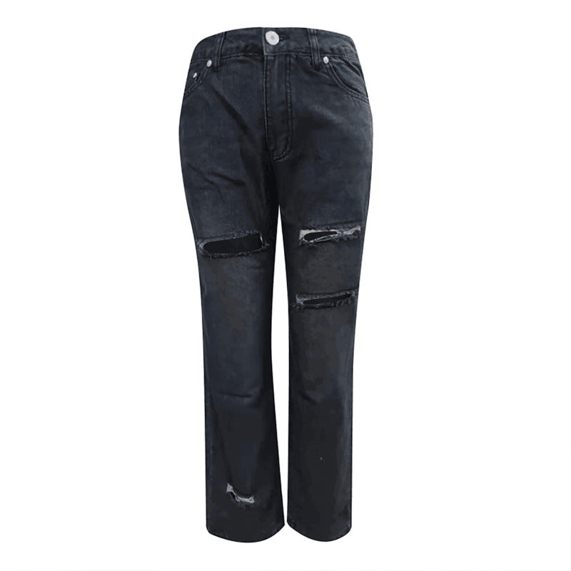 Damern mode Zerstörte Jeans i en avslappnad stil med höga fickor och unika detaljer Mirla-Eva Jonsson
