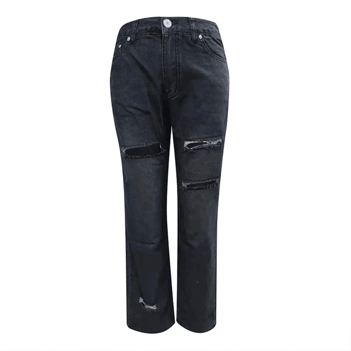 Damern mode Zerstörte Jeans i en avslappnad stil med höga fickor och unika detaljer Mirla-Eva Jonsson