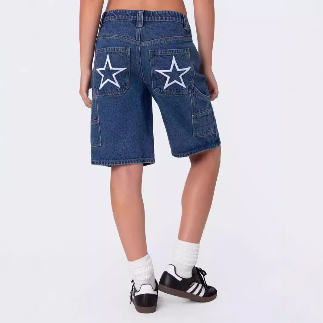 Damern moderiktiga denimshorts i avslappnad skärning med hög midja Mirla-Eva Jonsson