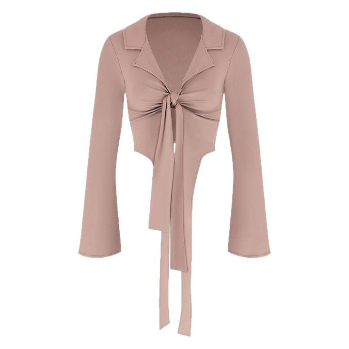 Damern modisk cropped blus med knut Mirla-Eva Jonsson