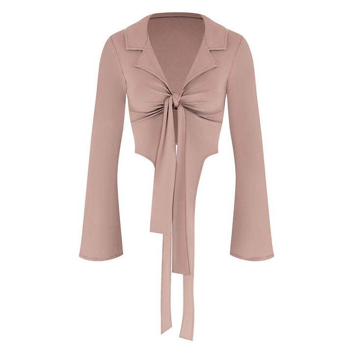 Damern modisk cropped blus med knut Mirla-Eva Jonsson