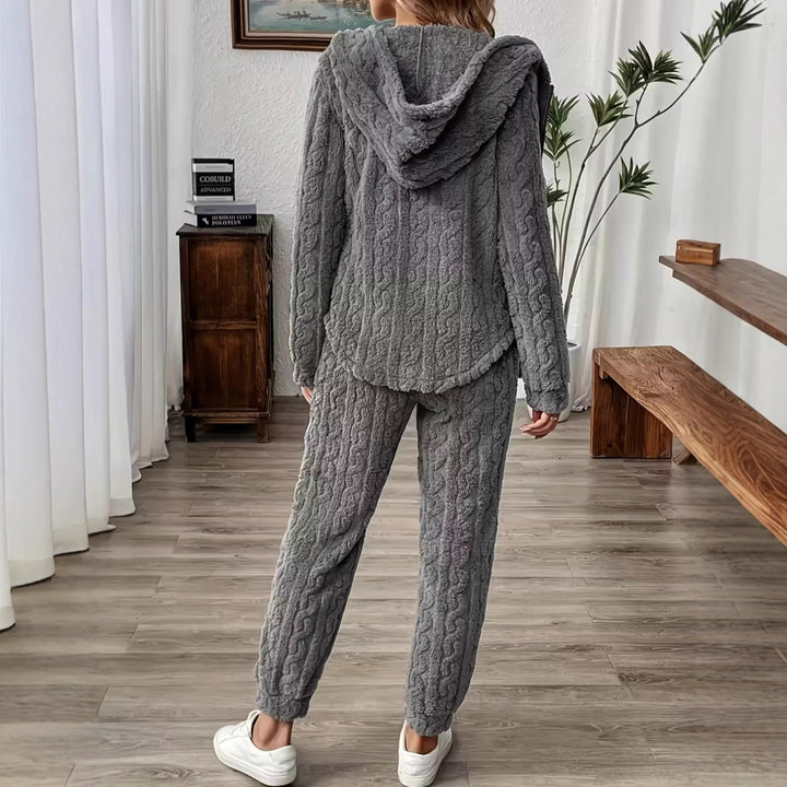 Damern mysig hoodie-set med uppfällt krage och dragsko Mirla-Eva Jonsson
