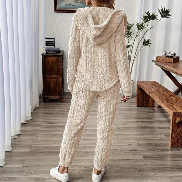 Damern mysig hoodie-set med uppfällt krage och dragsko Mirla-Eva Jonsson