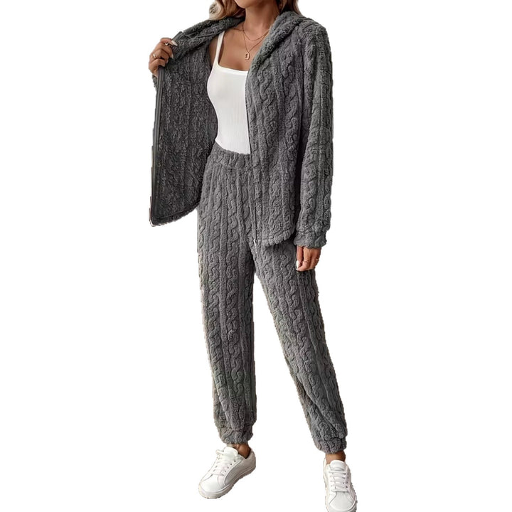 Damern mysig hoodie-set med uppfällt krage och dragsko Mirla-Eva Jonsson