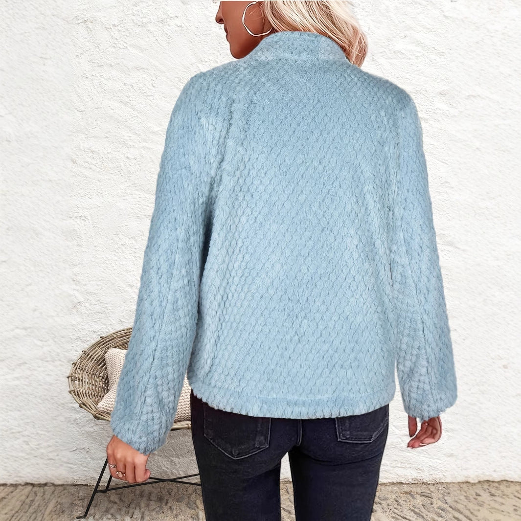 Damern mysig jacka i teddy-fleece med avslappnad passform Mirla-Eva Jonsson