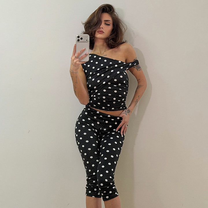 Damern sexiga Polka-Dot topp och leggings set Mirla-Eva Jonsson