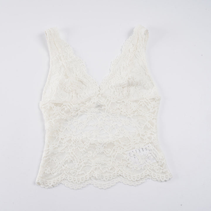 Damern spets-camisole med djup V-hals och elegant spets Mirla-Eva Jonsson