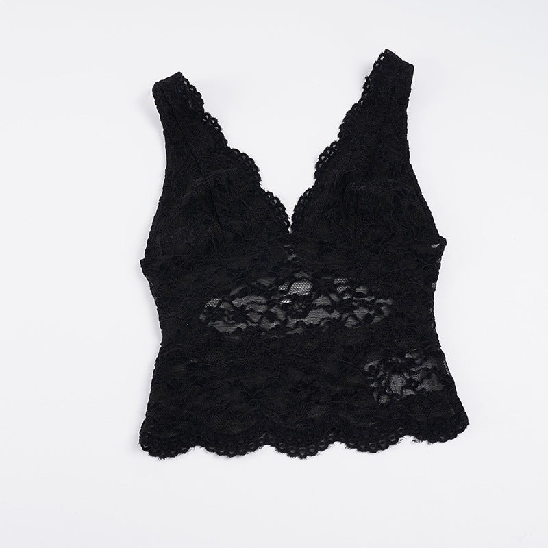Damern spets-camisole med djup V-hals och elegant spets Mirla-Eva Jonsson