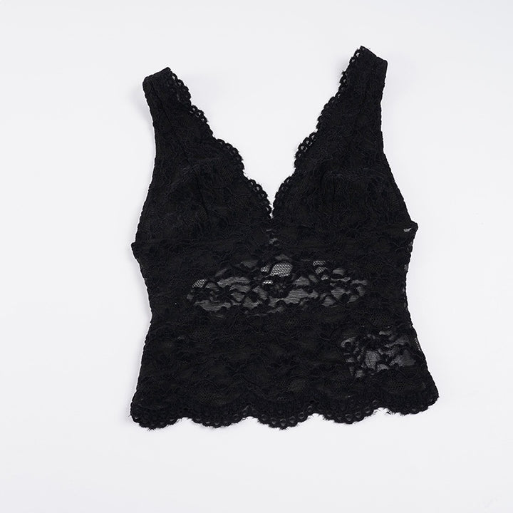 Damern spets-camisole med djup V-hals och elegant spets Mirla-Eva Jonsson