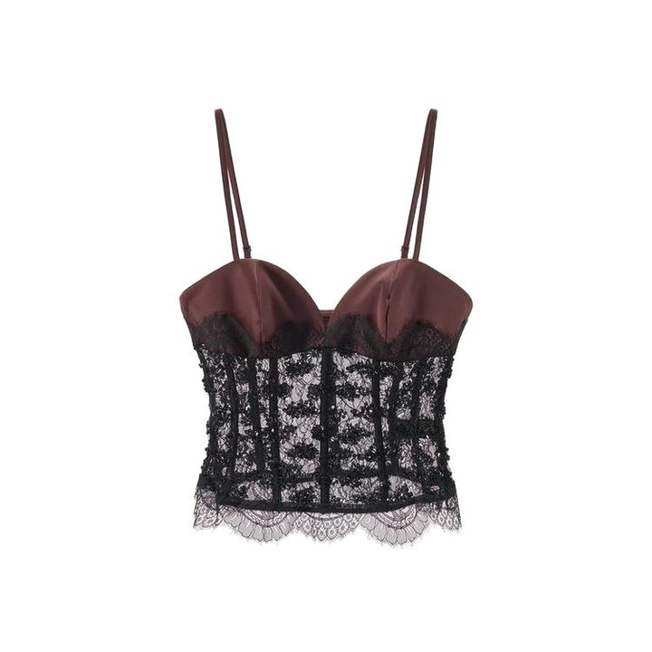 Damern spets crop top med hjärtformad utskärning och elegant midjeband Mirla-Eva Jonsson