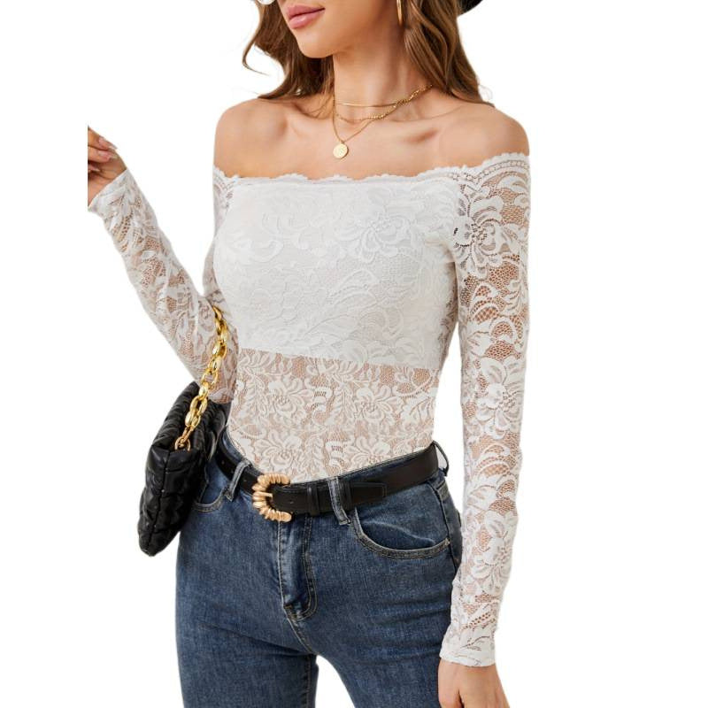 Damern spetsbody med off-shoulder-design och långa ärmar Mirla-Eva Jonsson