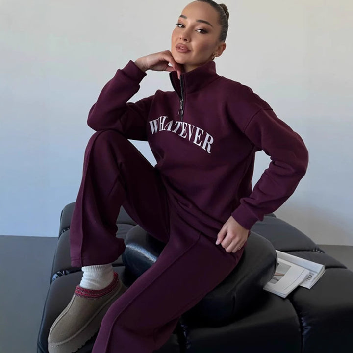Damern sportig fleece-tröja med ståkrage och dragkedja Mirla-Eva Jonsson