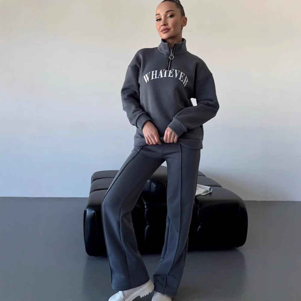 Damern sportig fleece-tröja med ståkrage och dragkedja Mirla-Eva Jonsson