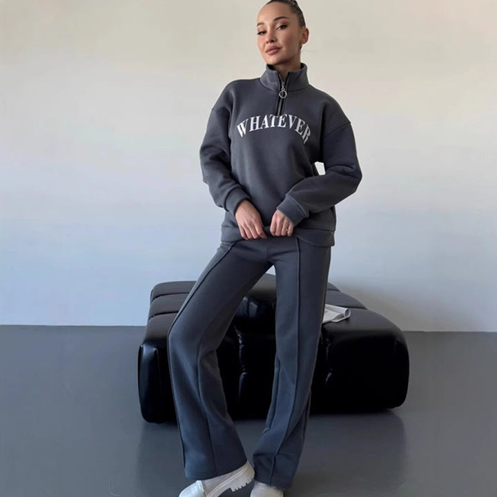 Damern sportig fleece-tröja med ståkrage och dragkedja Mirla-Eva Jonsson