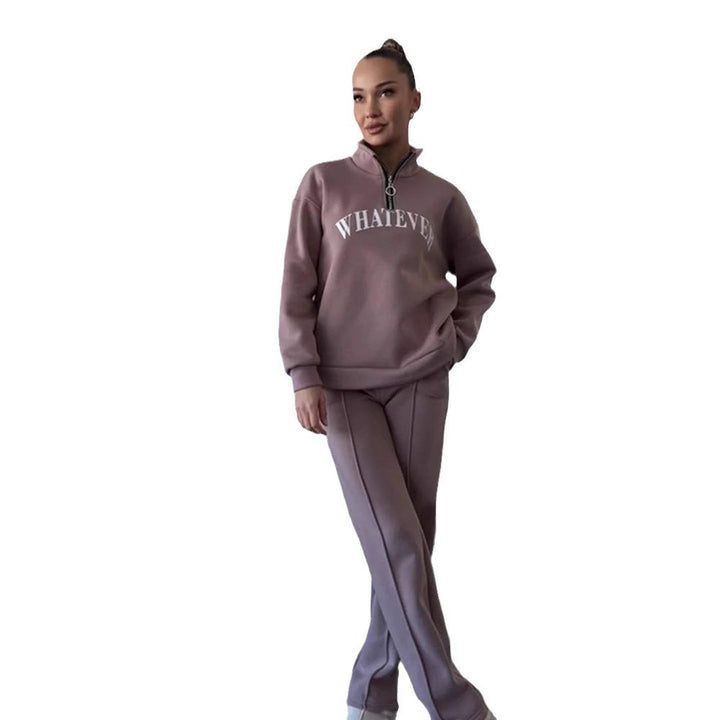 Damern sportig fleece-tröja med ståkrage och dragkedja Mirla-Eva Jonsson