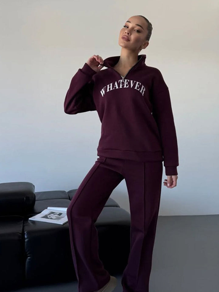 Damern sportig fleece-tröja med ståkrage och dragkedja Mirla-Eva Jonsson