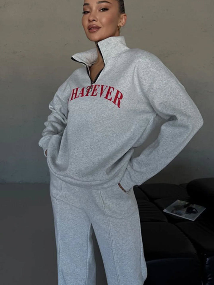 Damern sportig fleece-tröja med ståkrage och dragkedja Mirla-Eva Jonsson
