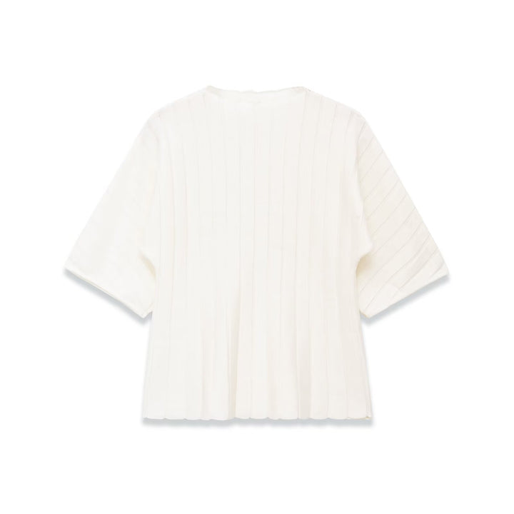 Damern stickad topp med elegant textur och kort arm Mirla-Eva Jonsson