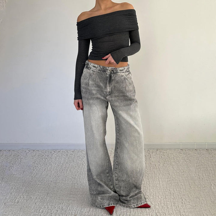 Damern stort skuren denimjeans med trendig used-look Mirla-Eva Jonsson