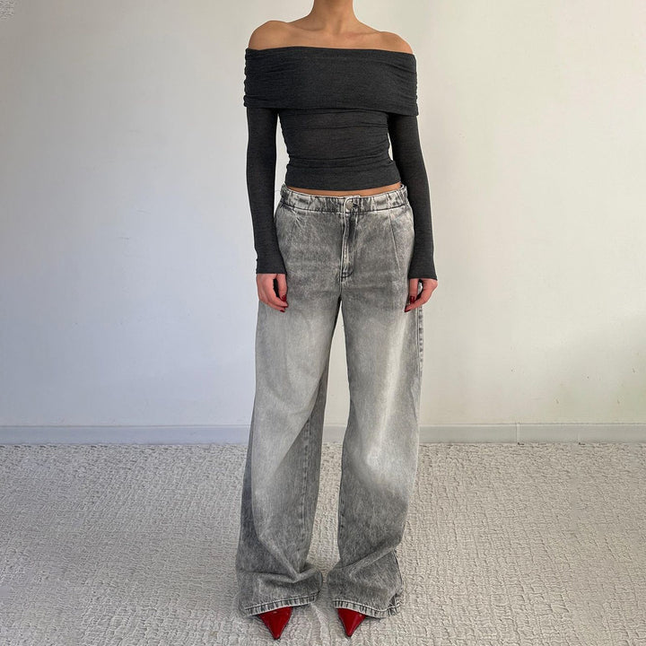 Damern stort skuren denimjeans med trendig used-look Mirla-Eva Jonsson